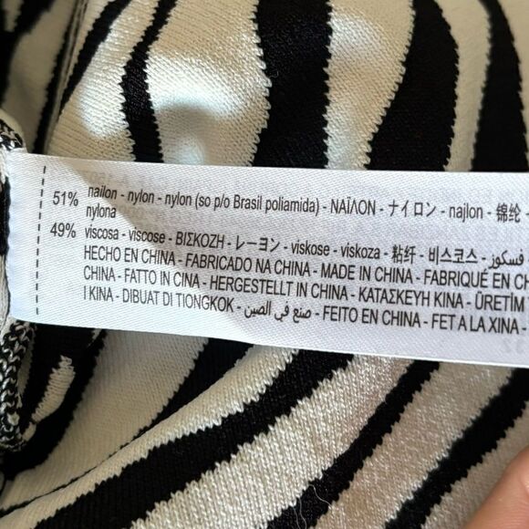 Zara Jacquard Knit Maxi Black White Dress Animal Zebra Print Backless Size M - Picture 11 of 12